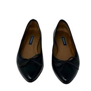 Margaux Black Napa Leather The Point Pointy Toe Ballet Flats